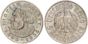 5 Reichsmark Третий рейх (1933-1945) Серебро Лютер, Мартин