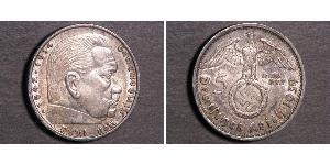 5 Reichsmark Третий рейх (1933-1945) Серебро Гинденбург, Пауль фон