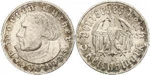 5 Reichsmark Третий рейх (1933-1945) Серебро Лютер, Мартин
