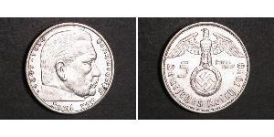 5 Reichsmark Третий рейх (1933-1945) Серебро Гинденбург, Пауль фон