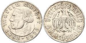 5 Reichsmark Третий рейх (1933-1945) Серебро Лютер, Мартин