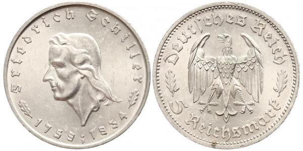 5 Reichsmark Третий рейх (1933-1945) Серебро Шиллер, Фридрих