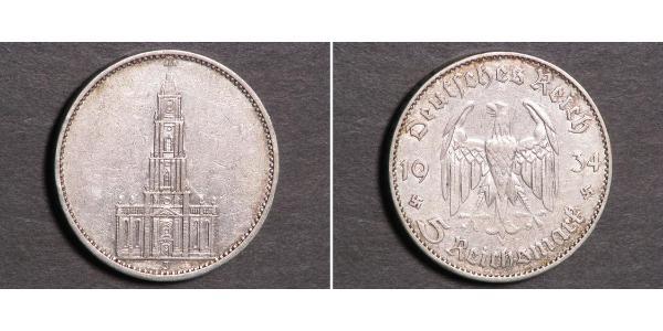 5 Reichsmark Третий рейх (1933-1945) Серебро 