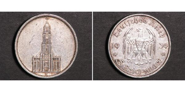 5 Reichsmark Третий рейх (1933-1945) Серебро 