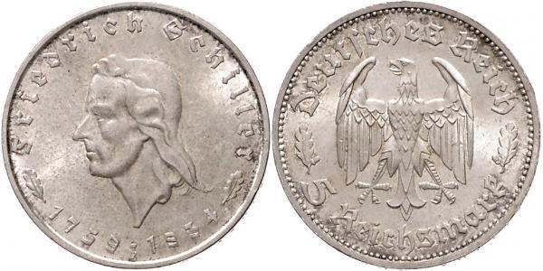 5 Reichsmark Третий рейх (1933-1945) Серебро Шиллер, Фридрих
