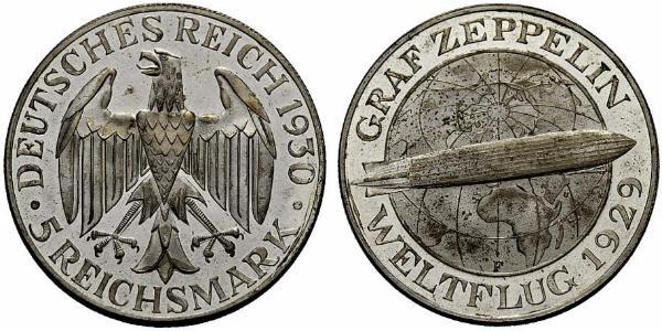 5 Reichsmark Веймарська республіка (1918-1933) Срібло 