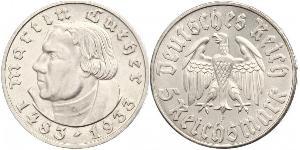 5 Reichsmark Третій рейх (1933-1945) Срібло Мартін Лютер