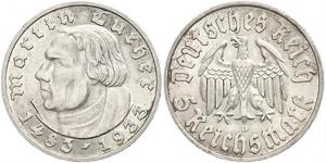 5 Reichsmark Третій рейх (1933-1945) Срібло Мартін Лютер