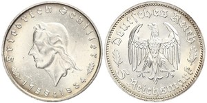 5 Reichsmark Третій рейх (1933-1945) Срібло Йоганн-Фрідріх Шиллер