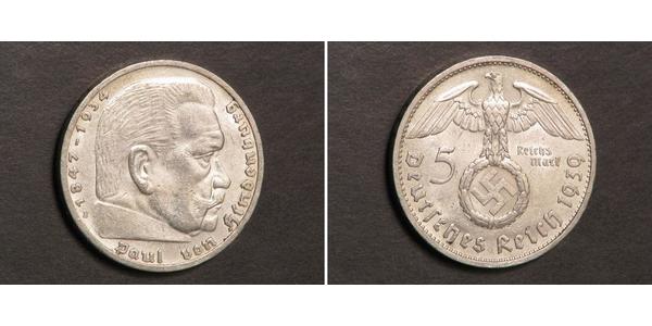 5 Reichsmark Третій рейх (1933-1945) Срібло Пауль фон Гінденбург