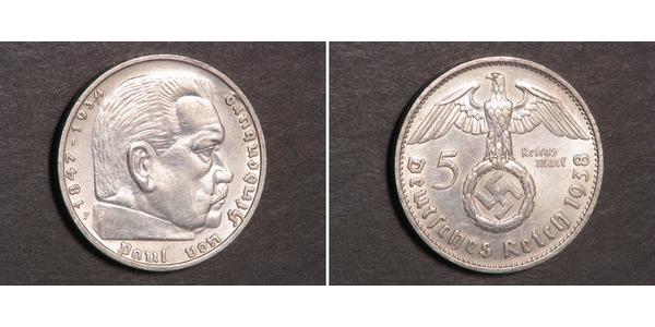 5 Reichsmark Третій рейх (1933-1945) Срібло Пауль фон Гінденбург