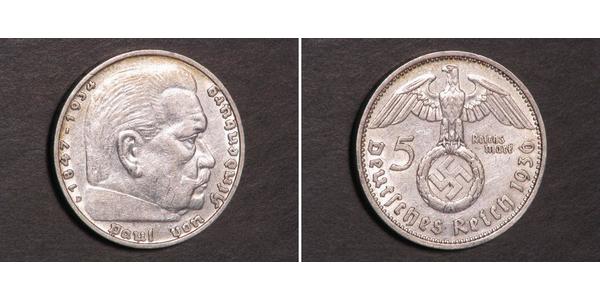 5 Reichsmark Третій рейх (1933-1945) Срібло Пауль фон Гінденбург
