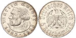 5 Reichsmark 納粹德國 (1933 - 1945) 銀 馬丁·路德