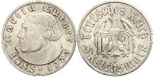 5 Reichsmark 納粹德國 (1933 - 1945) 銀 馬丁·路德