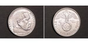 5 Reichsmark 納粹德國 (1933 - 1945) 銀 保罗·冯·兴登堡 (1847 - 1934)