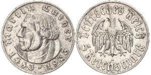 5 Reichsmark 納粹德國 (1933 - 1945) 銀 馬丁·路德