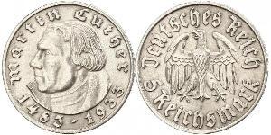 5 Reichsmark 納粹德國 (1933 - 1945) 銀 馬丁·路德