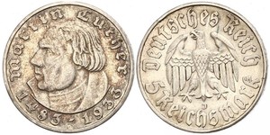 5 Reichsmark 納粹德國 (1933 - 1945) 銀 馬丁·路德