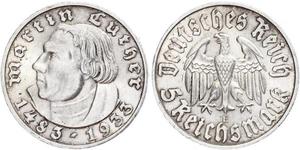 5 Reichsmark 納粹德國 (1933 - 1945) 銀 馬丁·路德