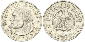 5 Reichsmark 納粹德國 (1933 - 1945) 銀 馬丁·路德