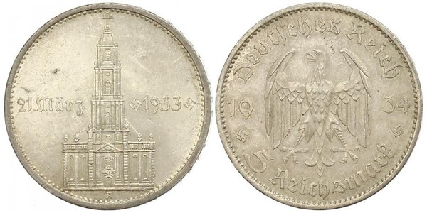 5 Reichsmark 納粹德國 (1933 - 1945) 銀 