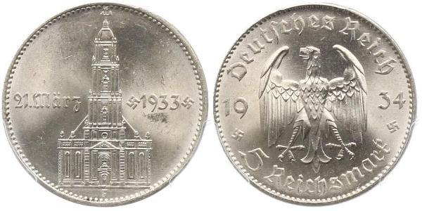 5 Reichsmark 納粹德國 (1933 - 1945) 銀 