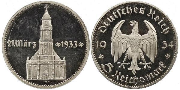 5 Reichsmark 納粹德國 (1933 - 1945) 銀 