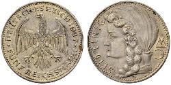 5 Reichsmark 魏瑪共和國 (1919 - 1933) 銀 