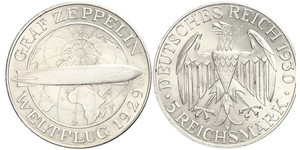 5 Reichsmark 魏瑪共和國 (1919 - 1933) 銀 