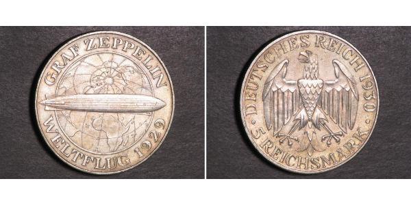 5 Reichsmark 魏瑪共和國 (1919 - 1933) 銀 