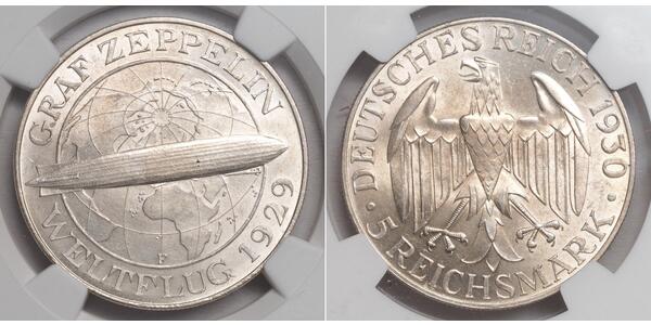 5 Reichsmark 魏瑪共和國 (1919 - 1933) 銀 