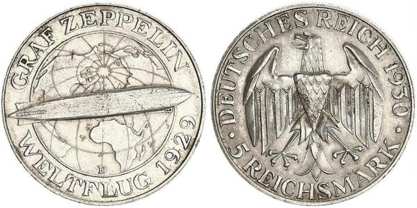 5 Reichsmark 魏瑪共和國 (1919 - 1933) 銀 