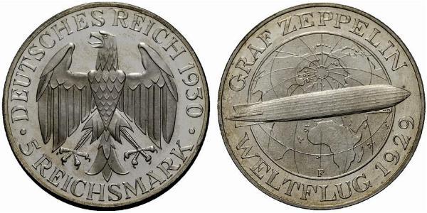 5 Reichsmark 魏瑪共和國 (1919 - 1933) 銀 