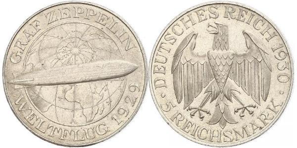 5 Reichsmark 魏瑪共和國 (1919 - 1933) 銀 