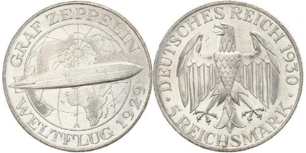 5 Reichsmark 魏瑪共和國 (1919 - 1933) 銀 