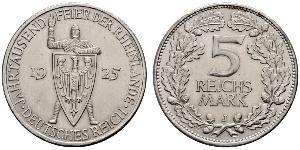 5 Reichsmark / 5 Марка Веймарская республика (1918-1933) Серебро 