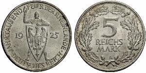 5 Reichsmark / 5 Марка Веймарская республика (1918-1933) Серебро 