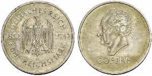 5 Reichsmark / 5 Марка Веймарська республіка (1918-1933) Срібло 