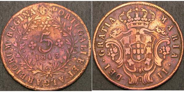 5 Reis Azores / Kingdom of Portugal (1139-1910) Copper 