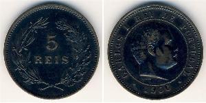 5 Reis Kingdom of Portugal (1139-1910) Copper/Nickel Carlos I of Portugal (1863-1908)