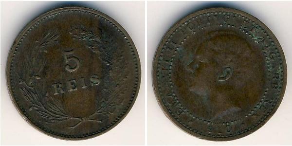 5 Reis Kingdom of Portugal (1139-1910) Kupfer Manuel II of Portugal (1889-1932)