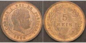 5 Reis Reino de Portugal (1139-1910) Níquel/Cobre Carlos I de Portugal (1863-1908)