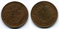5 Reis Regno del Portogallo (1139-1910) Rame 
