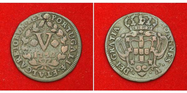 5 Reis Regno del Portogallo (1139-1910) Rame 
