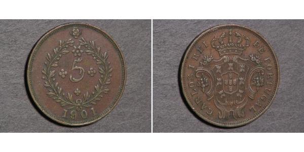 5 Reis 葡萄牙王國 (1139 - 1910) / 亚速尔群岛 銅 
