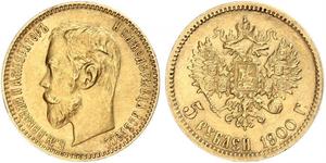 5 Rouble Empire russe (1720-1917) Or Nicolas II (1868-1918)