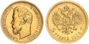 5 Rouble Empire russe (1720-1917) Or Nicolas II (1868-1918)