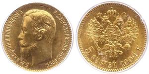 5 Rubel Russisches Reich (1720-1917) Gold Nikolaus II (1868-1918)