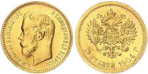 5 Rubel Russisches Reich (1720-1917) Gold Nikolaus II (1868-1918)