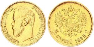 5 Ruble Russian Empire (1720-1917) Gold Nicholas II (1868-1918)